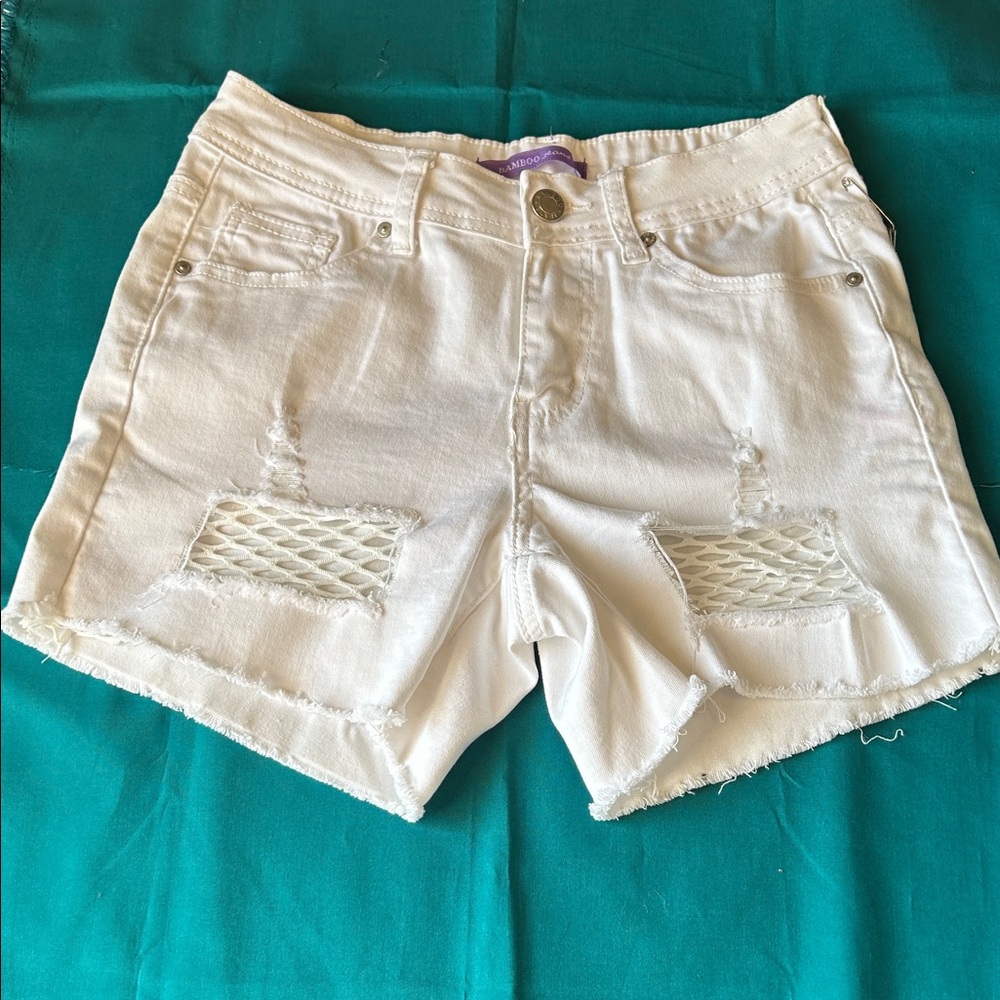 Trendy white Distressed Junior Jean Shorts